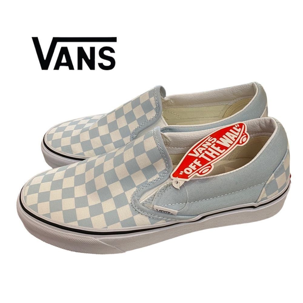 VANS Classic Slip-on Blue White Checkerboard Women's Men's Sneakers NEW 8 6.5